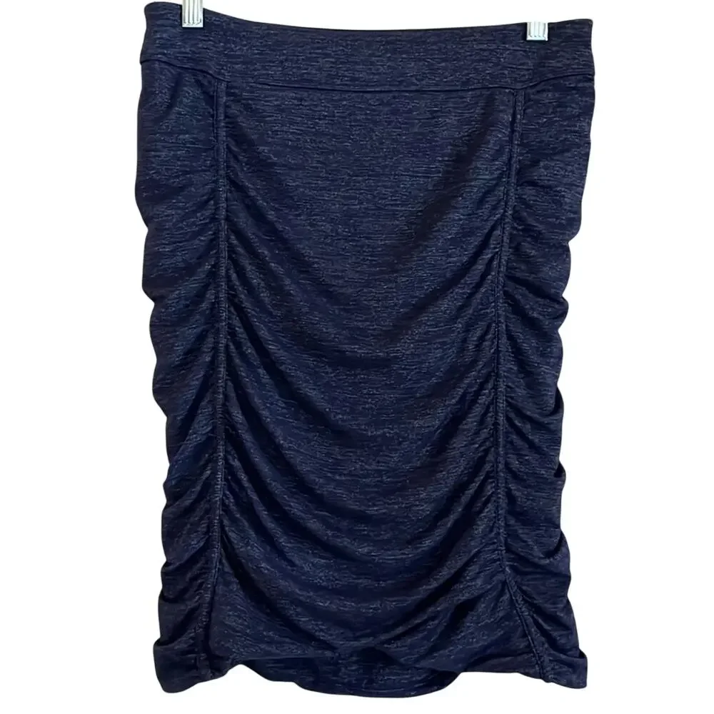Athleta Twisted Ruched Skirt Womens Size S Blue Metallic Stretch Travel Casual